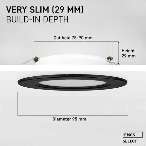 LED Indbygget Downlight LED Loft Spots IP54 til Badeværelse, Vådrum, Varmt Hvidt 3000K Sæt af 3 Ekstra Flade Runde LED Spots 7 Watt (7W) /