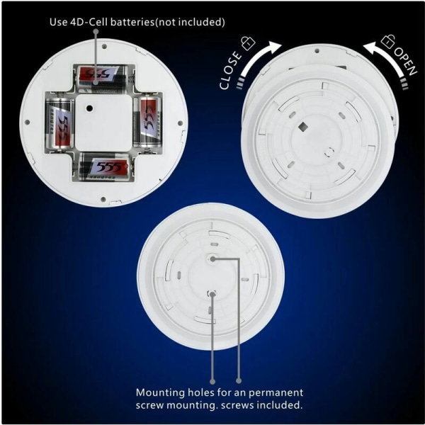 Bevegelsessensor LED-taklampe, superlys lys drevet av batteri innendørs taklampe, for loft, vaskerom, garasje, gang, trapp, 19cm 300LM dag