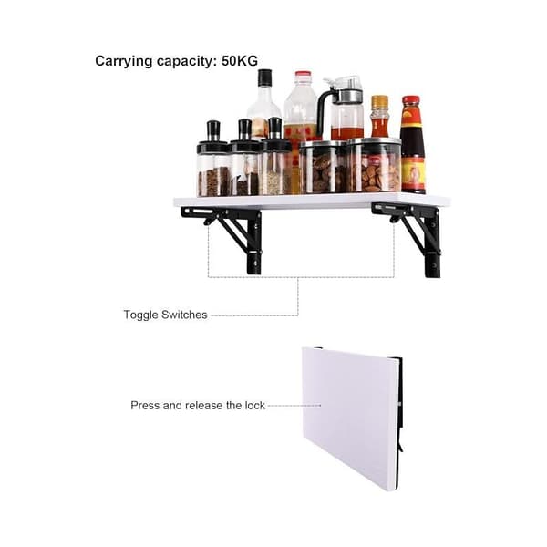 Folding Bracket 250mm, 2 stk. Svart Foldbar Konsolbrakett, Heavy Duty Retractable Folding Console Bracket