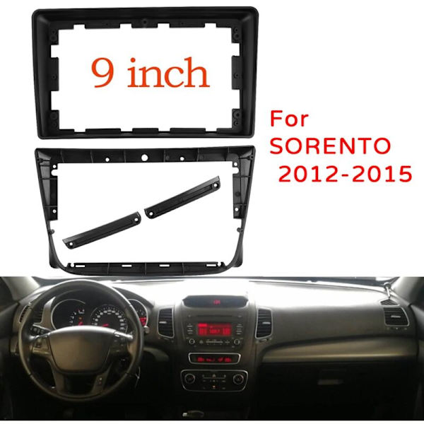 9 tommers 2 Din bilradio Fascia Audio DVD GPS MP5 panelramme dashbordadaptersett for SORENTO 2012-2015