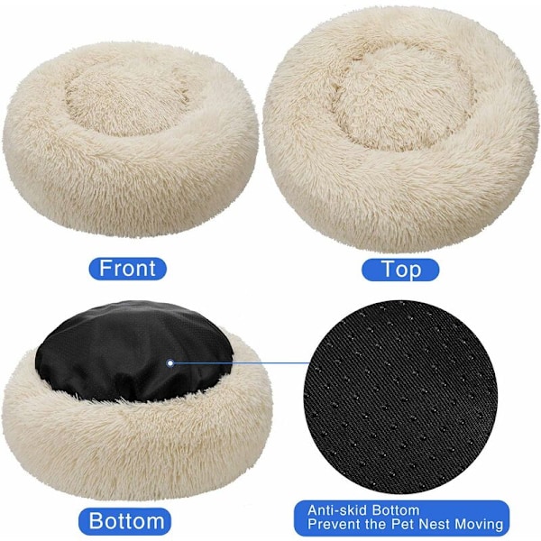 Rund Hundekurv Katteputer Donutkurv, Hundekurv Katteseng Ekstra Myk Komfortabel og Søt, Puter for Mellomstore Katter og Små Hunder, 70cm, B