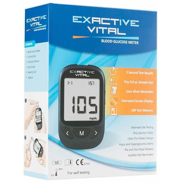 Blodsukkermåler Kit, Diabetes Blodsukkermonitor Glucometer Testudstyr med 50 Teststrimler - DENUOTOP