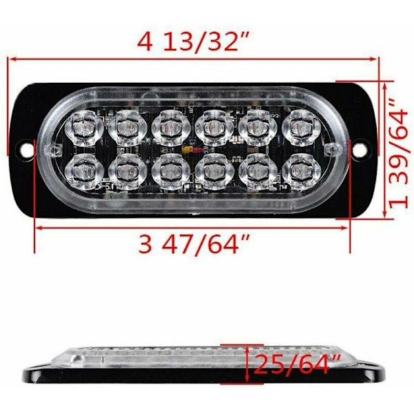 6 LED:n auton varoitusvalo - 12V-24V ajoneuvon valopalkki - Turvallinen vilkkuva merkkivalo autoille, maastureille, veneille, perävaunuille, asuntoautoille