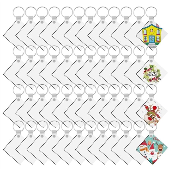 180 stk. Sublimering Nøglering Blanks Bulk, Dobbeltsidet Varmeoverførsel Sublimering Ornament Blanks, (Firkant)