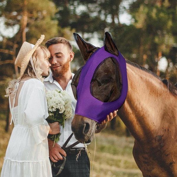 Horsefly Mask Horsefly Mask med Mesh ögon och öron Andas tyg Slät Stretch Horsefly Mask med UV-skydd (lila)