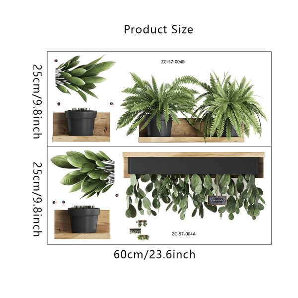 Kaktus grønn plante potte veggklistremerke kalligrafi stue inngang vegg forskjønning klistremerke ZC-57-004