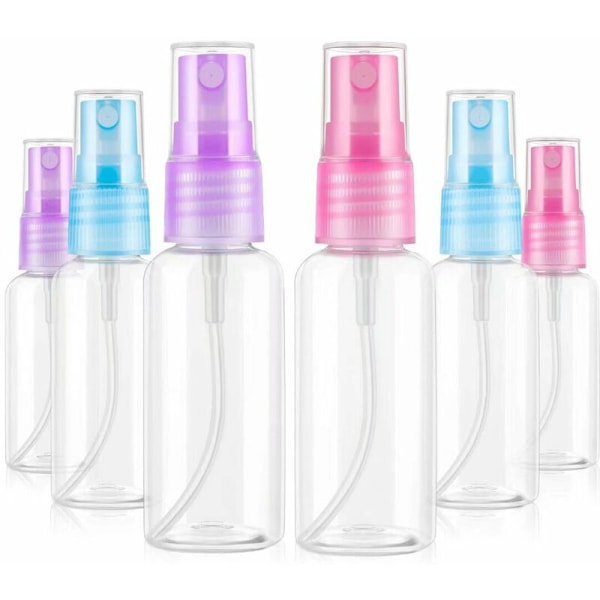 6 stycken påfyllningsbara sprayflaskor med fin dimma, klara plastsprayflaskor - 30 ml