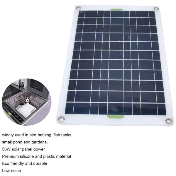 Solvattenpumpssats, 800L/h Solcellsdriven Nedsänkbar Pump med 50W 12V Solpanel, Perfekt för Liten Damm, Pool, Fisk, Fågelbad, Hydropon