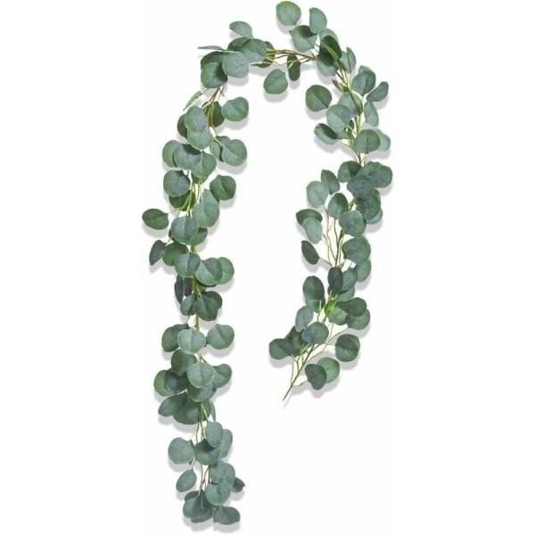 Kunstig eukalyptuskrans af grønne blade, 200 cm håndlavet eukalyptusvin indendørsdekoration, bryllupsvægdekoration, julebordsdekoration
