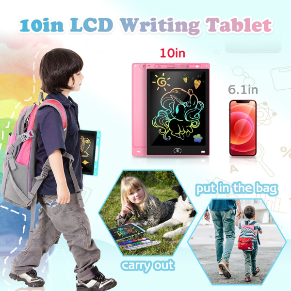 2-pack barn LCD-skrivblock 10 tum, förskola flickleksak, leksak för ritbräda för toddler , lämplig för 2-4 5-7 6-8 9 8-12 år gamla, påskbask för barn