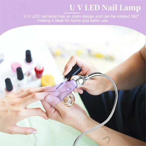 UV LED Nagelljus - Mini X Gel med Clip-fäste Rotationsljus, Silver