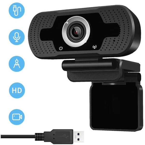 1080P HD -verkkokamera USB -pöytätietokoneen kannettava kamera, Plug and Play -minivideopuheluvideokamera, sisäänrakennettu mikrofoni, joustava pyörivä pidike
