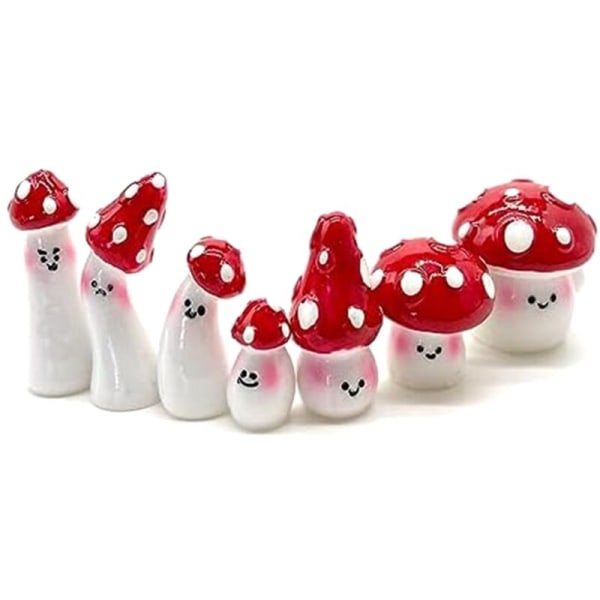 7 stk Mini Sopp for Håndverk Små Fe Hage Sopp Tiny Resin Sopp Dekor Sopp Miniatyrer Statue