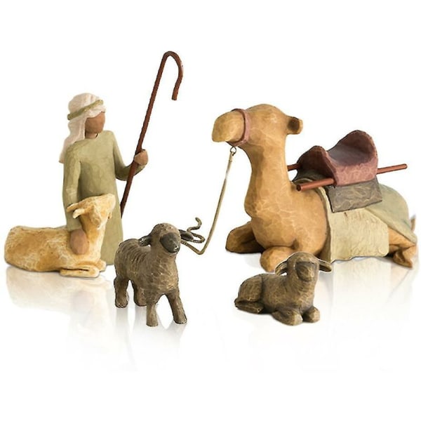 4st herde och stalldjur Nativity Set Figuriner Harts Skulptur Heminredning för att leva R