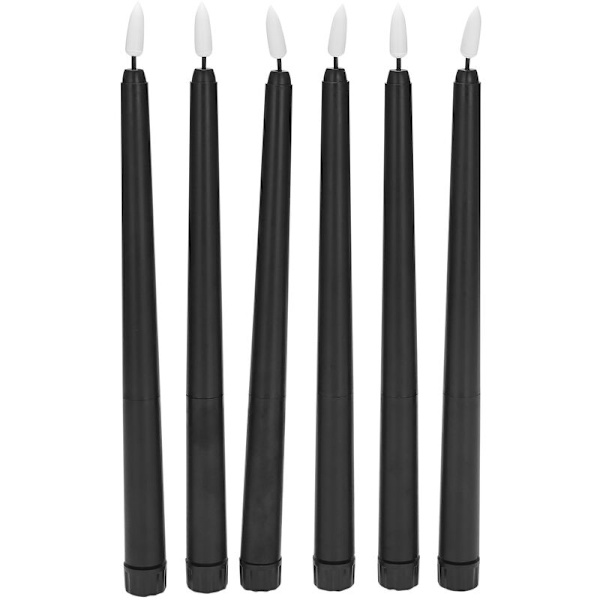 Paket med 6 svarta LED-födelsedagsljus, batteridrivna flimrande flamlösa gula LED-ljus för alla helgons dag