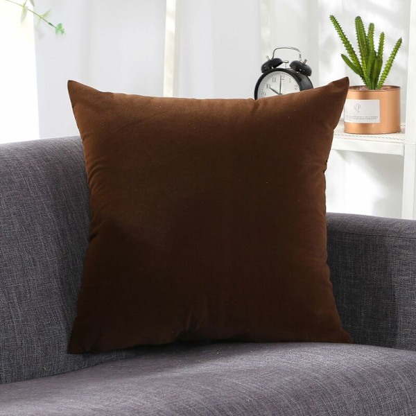 Komfortabel Pudebetræk, Multifarvet, Ensfarvet, Solid, Pudebetræk/Pudebetræk til Sofa Kontor 45 x 45 cm (Ingen Indlæg) – Sort Kaffe