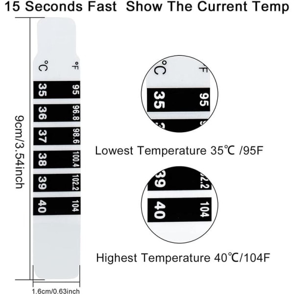 30 stk pannebåndstermometerstrimler Klebende termometerstrimler Gjenbrukbare termometerklistremer Misfarging klistremerke