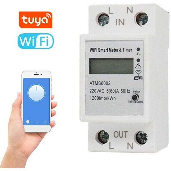 Tuya WiFi Älykäs Sähkömittari Älykäs Energianmittauslaite Ajastimen Kautta Puhelimen Sovelluksen Kaukosäädin