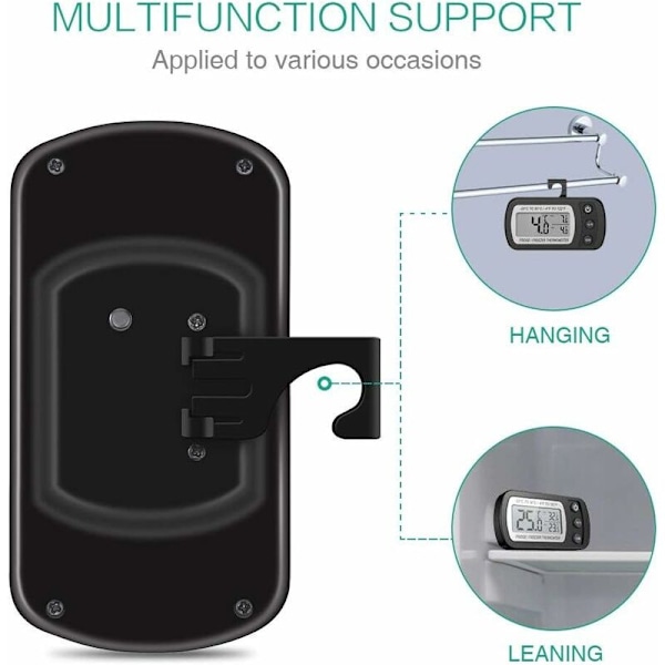Digital KylskåpsTermometer, Vattentät FrysTermometer med Hängare, Lättläst LCD-Skärm, Max/Min-Registreringsfunktion, Perfekt för Hem, Re