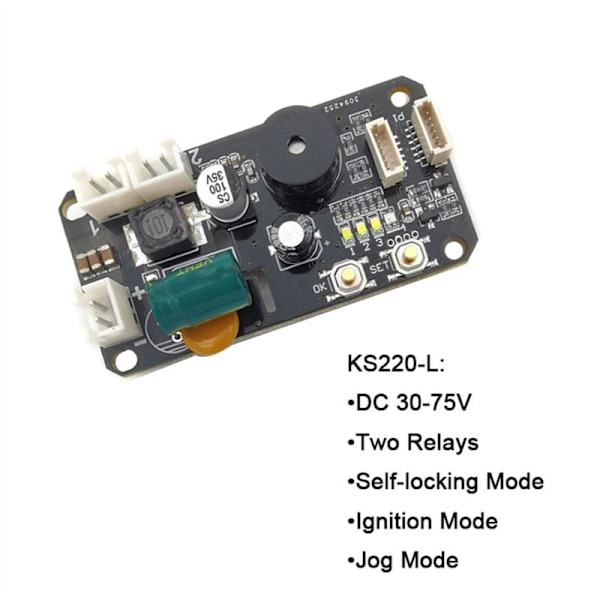 KS220-L+R503 DC30-75V 2 releen sormenjälkitunnistusohjauslevy itsesulkevalla/virran kytkemisen/jog-tilassa ylläpitäjän/käyttäjän kanssa