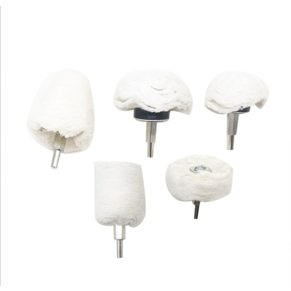 Poleringspanser og svamp med tøyhåndtak Hvit tøyskive T-type flanellslipeskive Slipehode (sett med 5 poleringsdukhjul)
