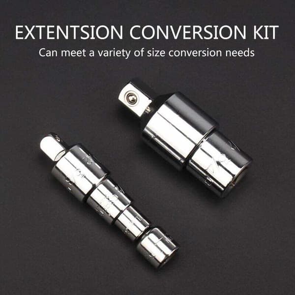 6-delt adapter- og reduktionssæt 1/4, 1/4, 3/8, 1/2 Ratchet/Sockets/Extension Conversion Kit