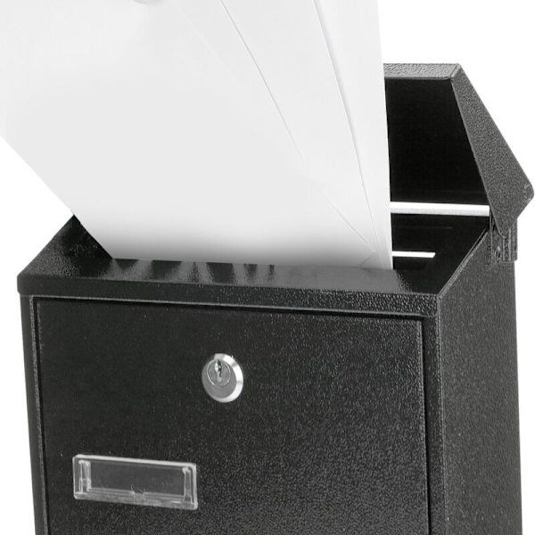 Metal postkasse til breve i sort 23,5 x 7,5 x 31,5 cm