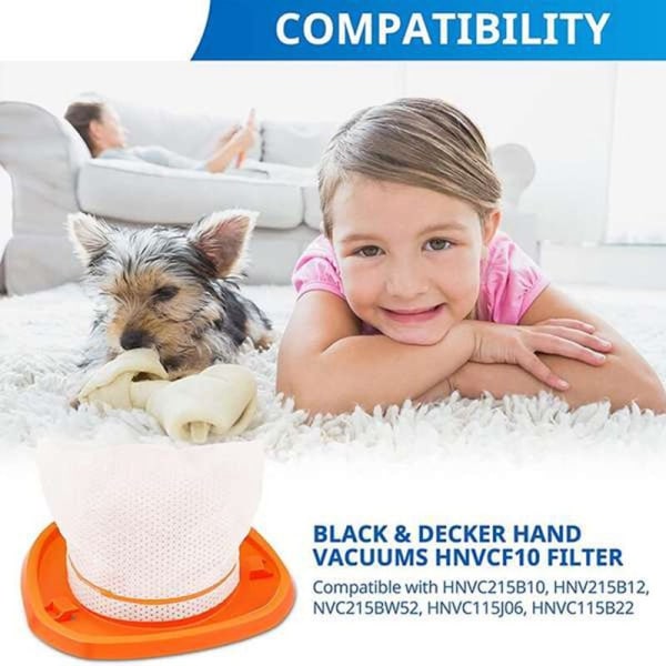 Pölynimurin suodattimet Black & Decker HNVC220BCP07 -käsikäyttöiseen pölynimuriin, käsi-imurit HNVCF10 -sarjat, pyyhkäisyrobotin puhdistustarvike