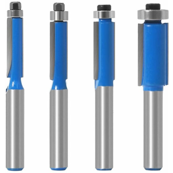 4 Pcs Copy Router Bit 8MM DIY Woodworking Milling Tools Cutting with Top Bearing, Shank Flush Trim Router-