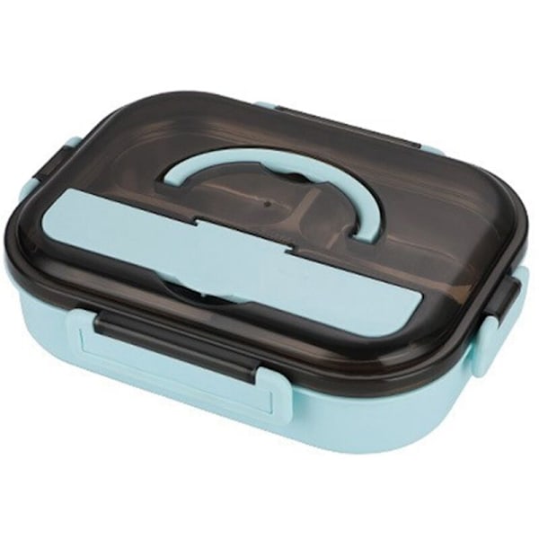 Lunchbox i Japansk Stil för Barn Student Matbehållare Material Kvadrat Läckagesäker Lunchbox med Fack Blå