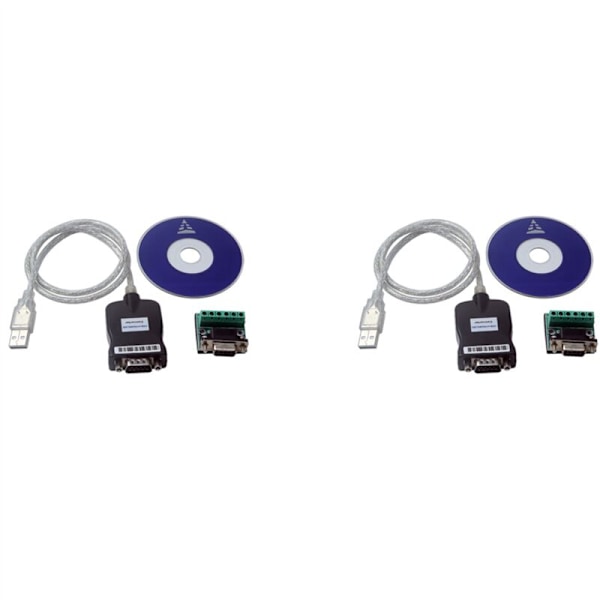 2X USB 2.0 til RS485 -485 RS422 -422 DB9 COM Seriell Port Enhetskonverterer Adapterkabel, PL2303