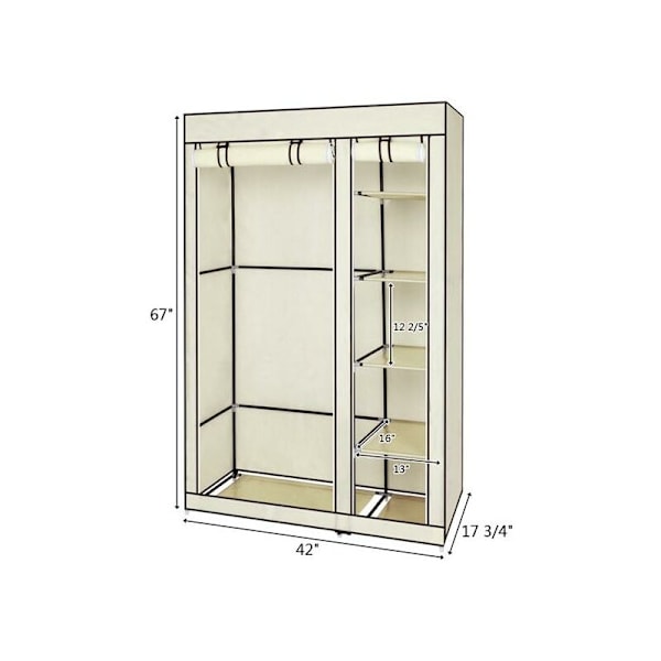 Garderobe i ikke-vevd stoff, 5 lag, 6 rom, 11045175-beige