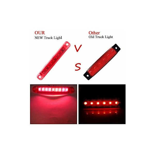 10 stk Røde Sidelys, 12-24V 3.9'' 9LED Side LED Markering Lys Lastebil Tilhenger Lorry Baklys Foran og Bak Markering Advarsel Sidelys - Vanntett
