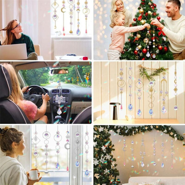200 st kristallsolskydd, solfångare med kristaller, pysselset för vuxna, med regnbågstillverkare, silverhängen