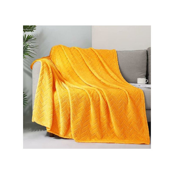 Plush-fleece-peitto, Queen-kokoinen sohvapeitto, Pehmeä ja pörröinen sohvan koristepeitto - Mukava ja kevyt, Keltainen, 127 x 152 cm