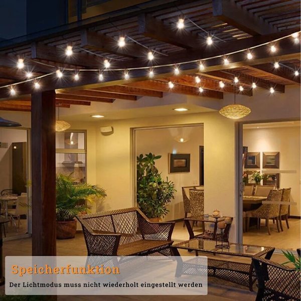 30M S14 240LEDs Varmt Hvit LED Lyslenke med 5 Meter Strømkabel 8 Ulike Lysmoduser E27 Pærer Utendørs Innendørs