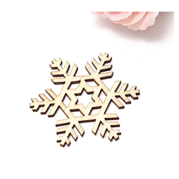 36 stycken julgranspynt i trä, snöflingor, träjulhänge, träjulhängande hängen, träjulformer, julträ