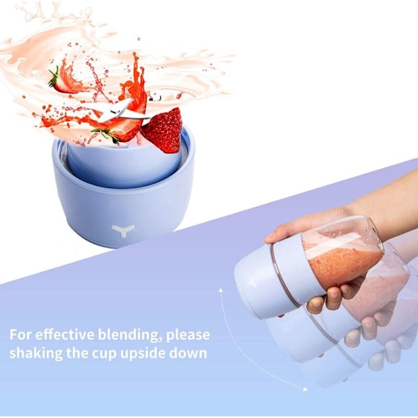 Bærbar Blender, Personlig Blender for Shakes, Enkelt Serverings Juicekopp, Mini Fruktjuicer, Hjemmekjøkken, Blå