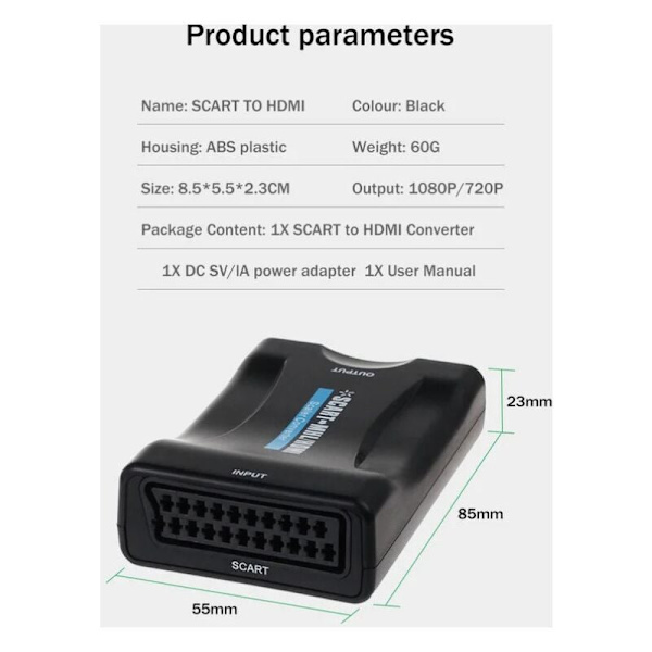 Kampagne Spændingskonverter - SCART Til Hdmi 1080P 60Hz SCART Adapter Stik Og Spil Analog Til Digital Konverter Lyd Video Boks Adapter--