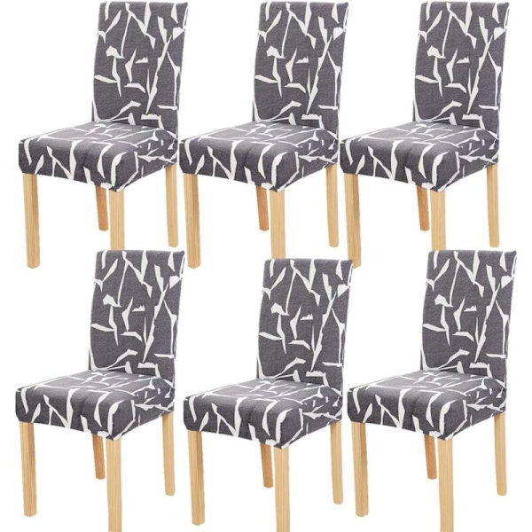 6 stk. avtagbare elastiske vaskbare stretch stolseter for universell passform