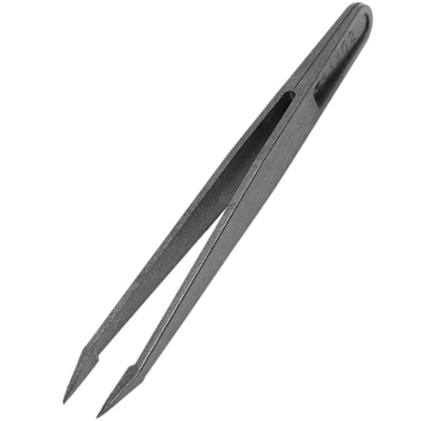 6 stk. Antistatisk pincet i plast, størrelse 1/2/3/5/6/8 (sort)