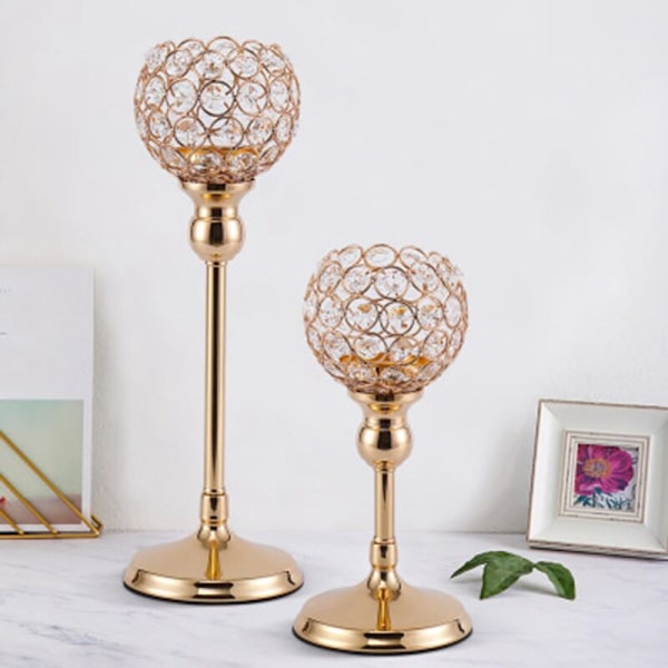 Bröllopsljusstakar Centerpieces Center Table Ljusstakar Fester Dekor Kristall Ljuslykta Guld Ljusstakar 25Cm