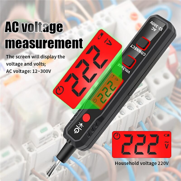 Digitalt multimeter med penn-type, True RMS, Smart spenning, motstand, kapasitans, frekvenstester, AC DC 12-300V, multitester