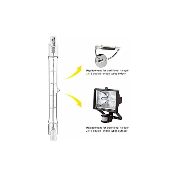 Set med 5 R7S halogenlampor 118mm 400W 230V, R7S halogenstav 118mm, R7S halogenlampa dimbar halogenstavslampa för byggstrålkastare, arbetslandskap
