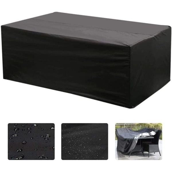 Garden Furniture Cover, Oxford Rectangular Table Living Room Cover for Garden Furniture UV Protection (Black)-18012074CM,--