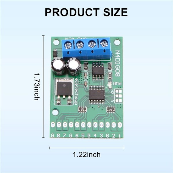 Digital in-/utgångsmodul 8 kanaler TTL LvTTL CMOS RS485 IO-kontrollmodul Modbus Rtu-kort för PLC-relä, (ingen stift)