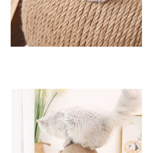 Kattklösträd i trä, klösboll för katter, klösleksak för katter, handlindad sisalrep, klätterställning för katter, klösleksak för katter (liten, solig)
