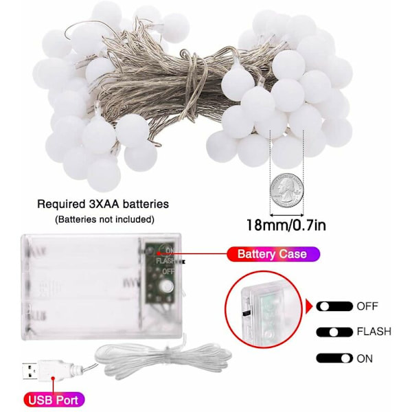 5 kpl Jouluvalosarja, 2 Akulla Toimivaa Valotilaa, 1.5m 10 LED USB-Liitäntä, Sisä- Ja Ulkokoristeluun, Makuuhuoneeseen, Terassille, Puutarhaan, Hääjuhliin