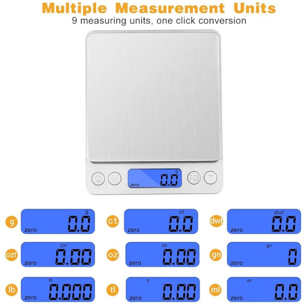Högprecisions LCD-våg 3000g/0.1g, Digital Kökssvåg, Elektronisk Vågskål