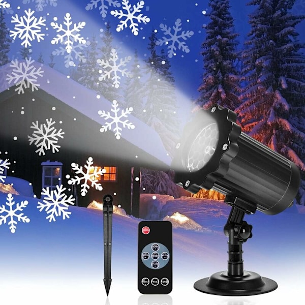 LED-projektor Julelys Snøfall Lys med Fjernkontroll IP65 Vanntett Utendørs og Innendørs Juledekorasjon Snøfnugg LED Juleproj